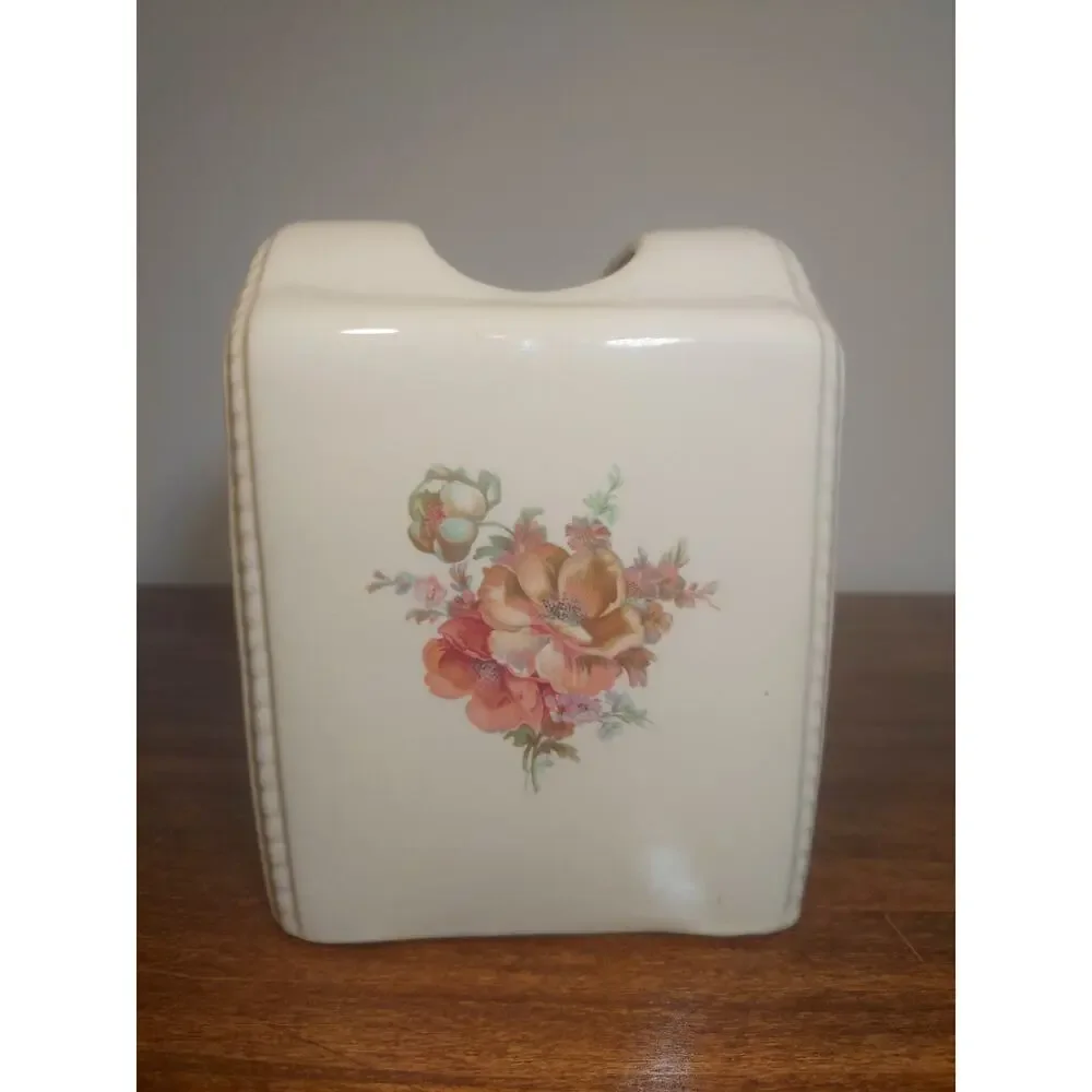 Vtg Athena Ceramic Floral Peonies Tissue Box Cover 90s Cottage Core Peony Roses